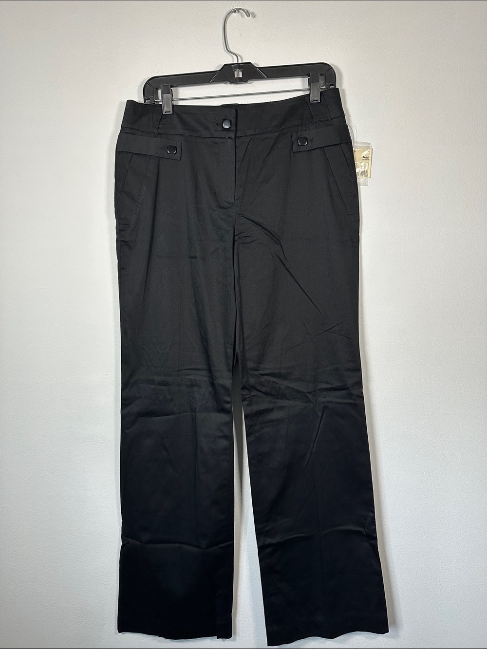 Apostrophe Stretch Black Dress Pants Wide Leg Mid Rise Career Trousers Size 6
